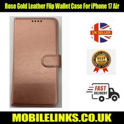 Rose Gold Leather Flip Wallet Case For iPhone 17 Air | Card Slots | Shockproof